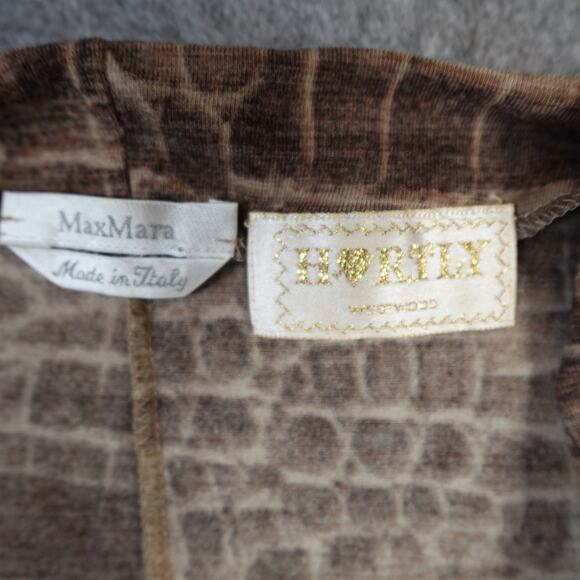 MaxMara Sweater Womens S/M? Wool Blend Faux Wrap Knit Animal Print Surplice - Picture 2 of 8